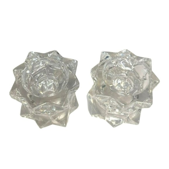 Vintage Mikasa Sparkling Star Crystal Glass Candle Holder, Set of 2 - Picture 6 of 7